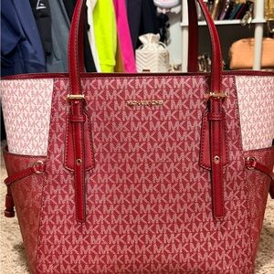 Michael Kors Red and White Signature Tote